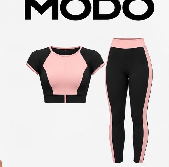 Conjunto deportivo negro y rosa — vista 2