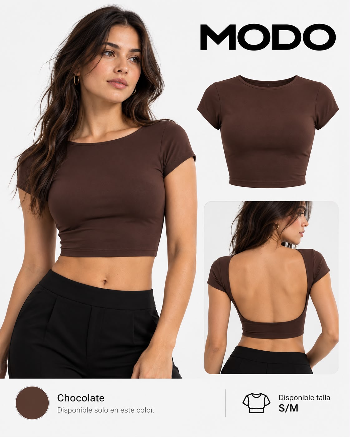 Top corto chocolate de espalda abierta