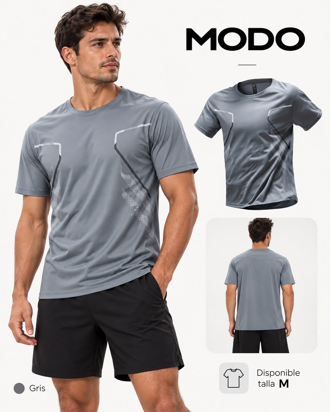 Camiseta deportiva hombre gris