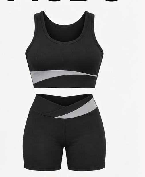 Conjunto top + short negro con gris — vista 2