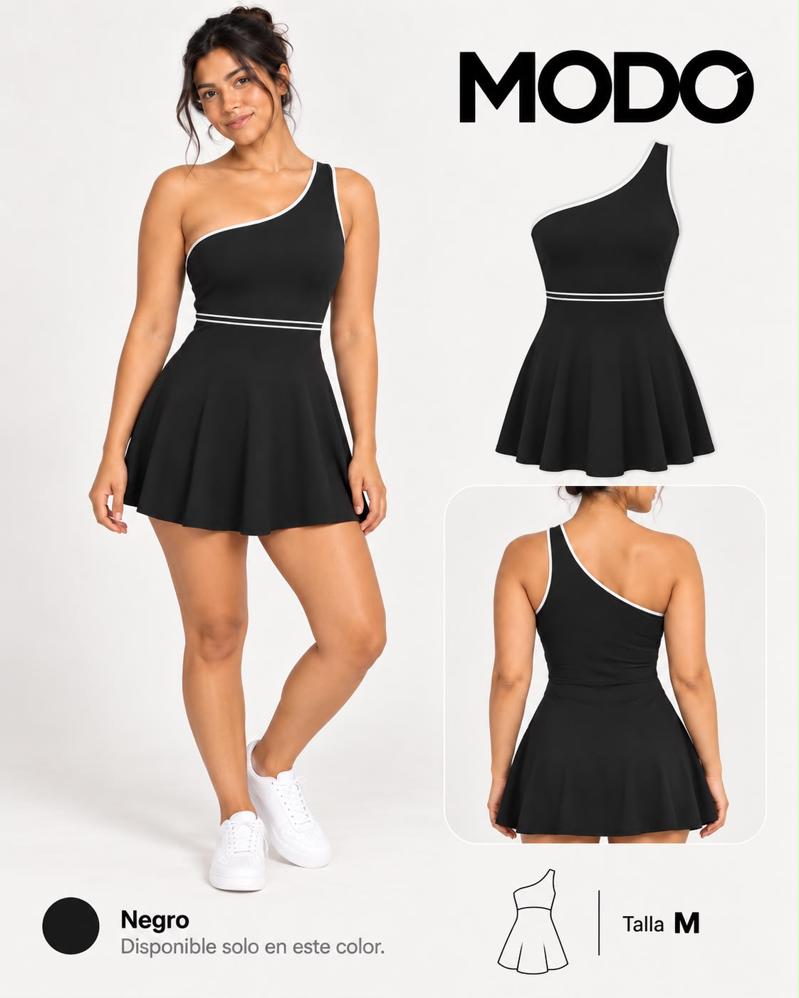 Vestido un hombro negro