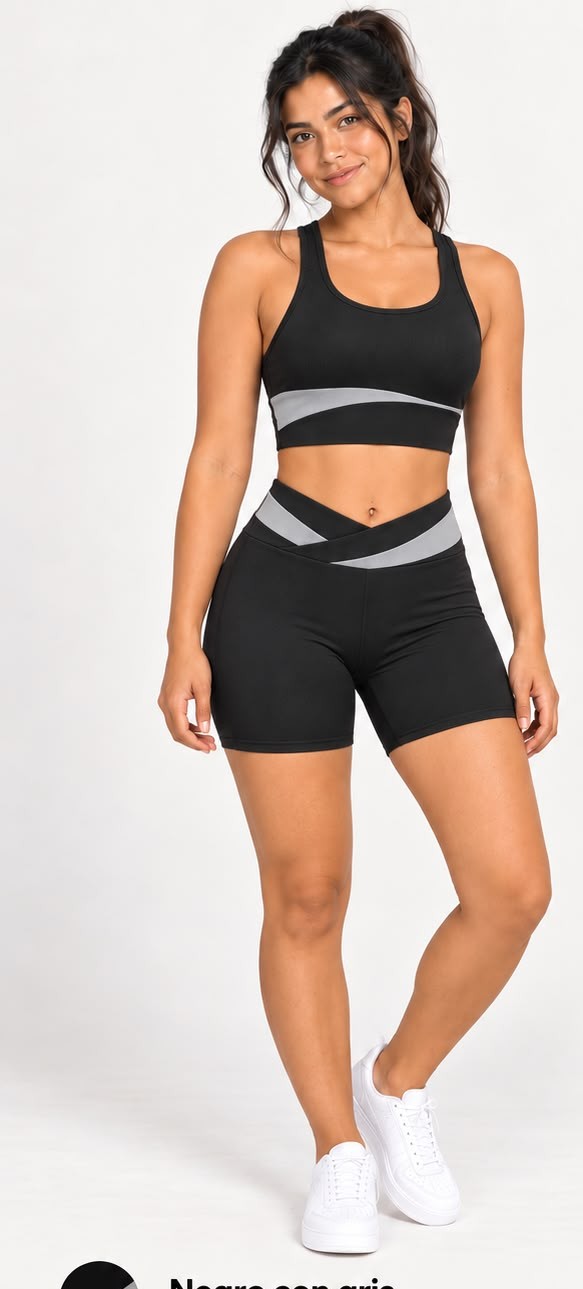 Conjunto top + short negro con gris