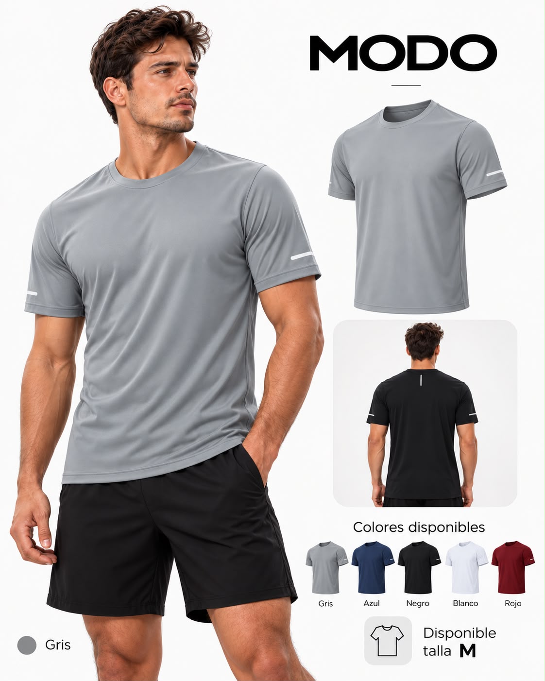 Camiseta hombre línea gris surtida